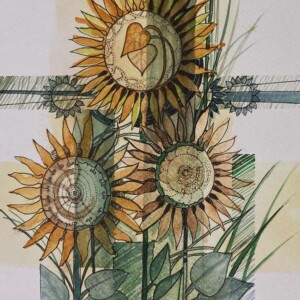 L. Ritók Nóra: Napraforgók az út mentén (24x18 cm) L. Ritók Nóra: Napraforgók az út mentén (24x18 cm)